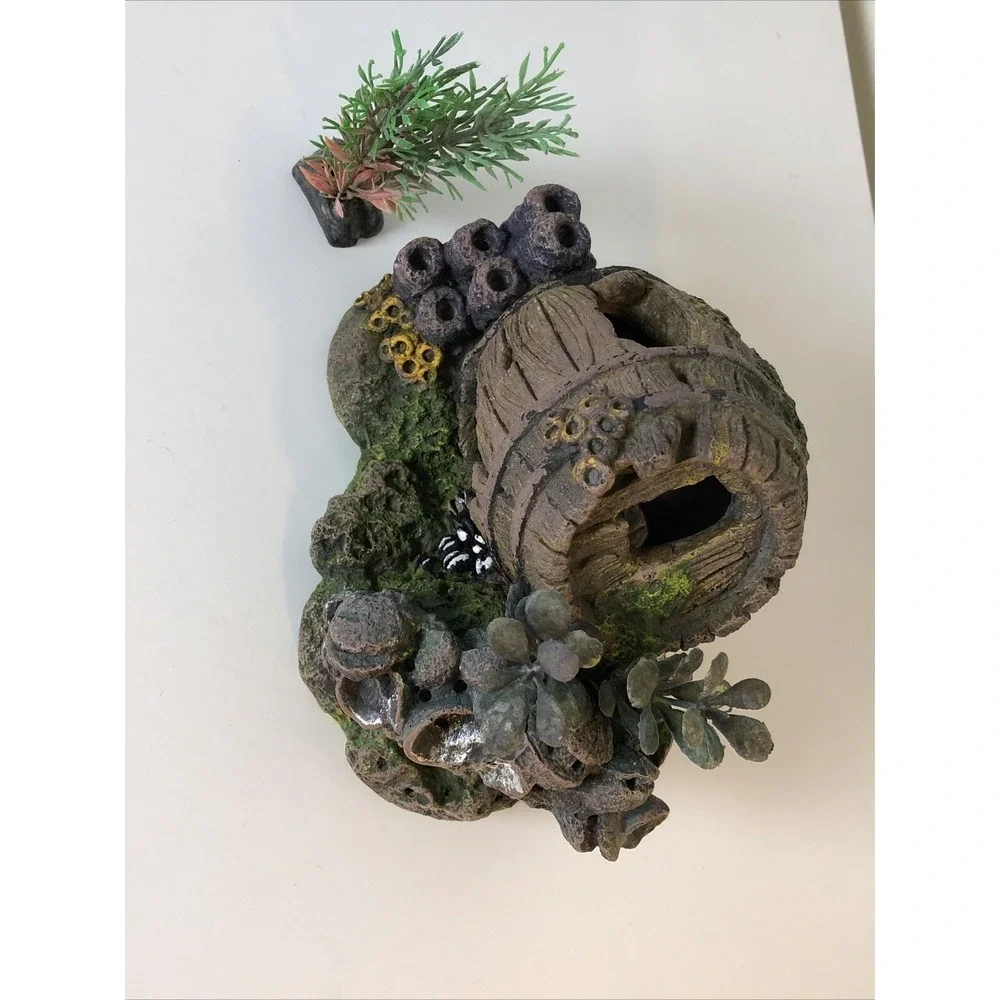 Barrel Coral Aquarium Fish Tank Decoration and Miniature Tall Grass Plant